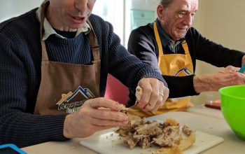 Cooking at a community kitchen