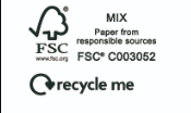 FSC and Recycle Me logos.